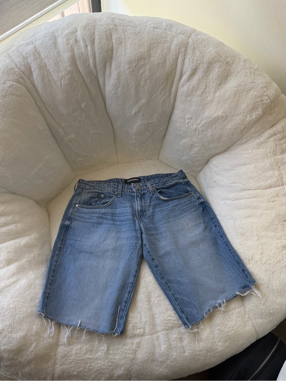 EB Denim Cutoff Bermuda Shorts - Light Blue